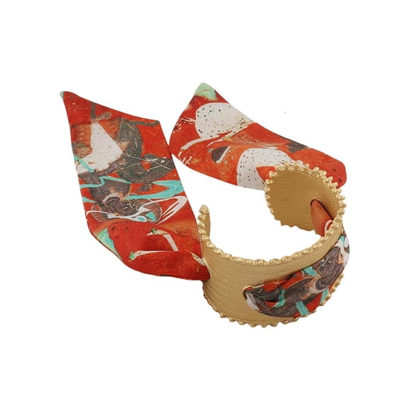 HONCLL Comfortable Silk Scarf Bracelet Adjustable Hollowed out Bangle for Women Fashion Party Date Accessory Wrist Jewelry