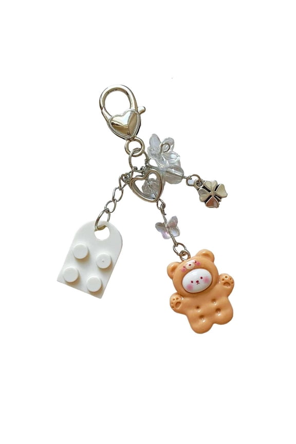 HONCLL Cute Brick Heart Designs Keychain Delicate Matching Animal Heart Keychains with Cute Brick Designs For Couples