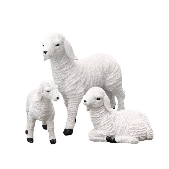 Tizuqe Artificial Miniature Lambs Statues Landscape Garden Scenery Figurine Resins Sheep Ornaments Miniature Sheep Ornaments