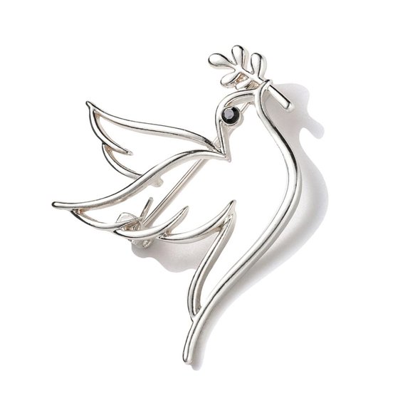 HONCLL Delicate Alloy Brooch Charm Peace Doves Branch Minimalist Lapel Pin Jewelry