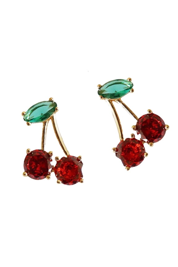 HONCLL Elegant Cherry Earrings Fruit Ear Jewelry Alloy Texture Fashion Accessories