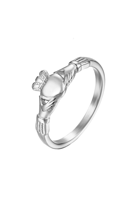 HONCLL Elegant Irish Claddagh Wedding Bands Crafted In Gold Tone Sturdy Steel Decoration for Celebrating Love and Unity