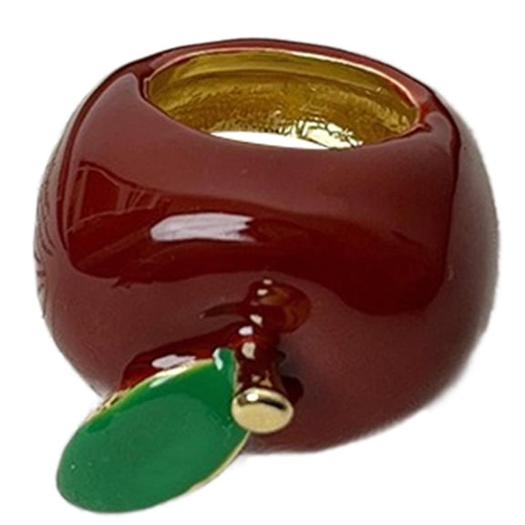 HONCLL Enamel Strawberry/Apples Charm Ring Handmade Jewelry for Parties and Celebration