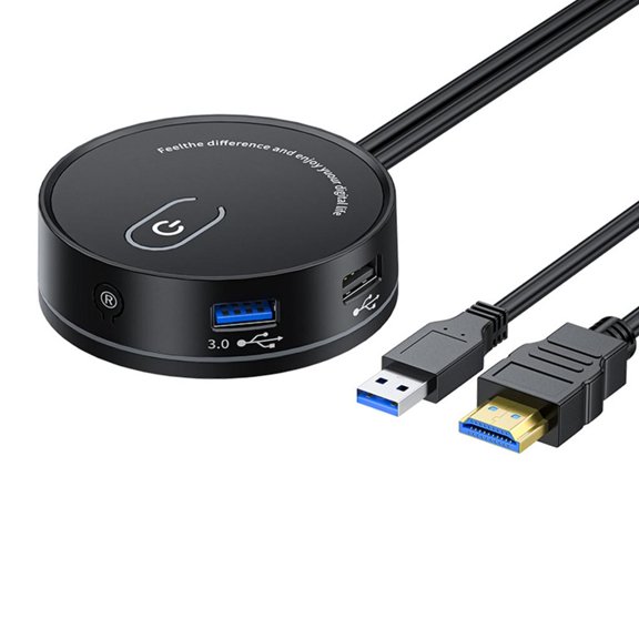 HONCLL External Desktop Power Control Switching with USB Hub and 3.5mm Auditory Port