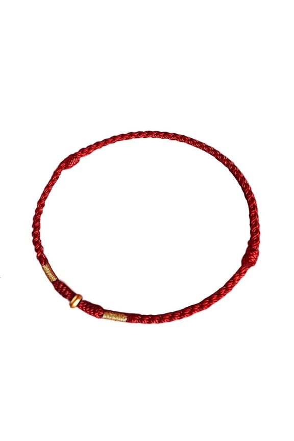 HONCLL Hand Woven Red String Bracelet for Couples and Friend Golden Bead Handchain Adjustable Good Luck Bangle Accessory