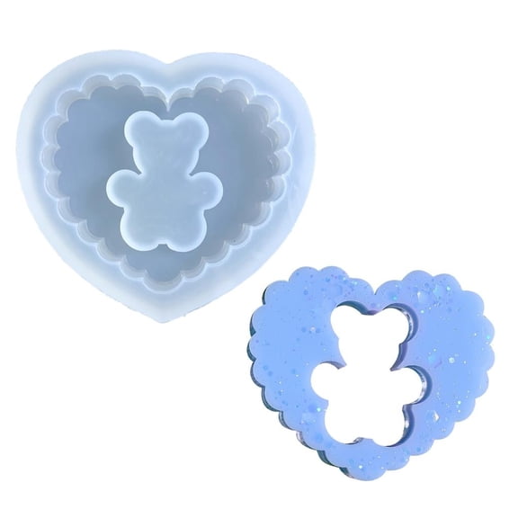 HONCLL Heart Shape Pendant Moulds DIY Keychain Molds Clay Moulds Jewelry Making Tools Silicone Material for Hand Making Pendant