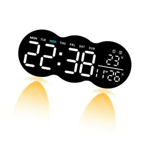 HONCLL Large Display Cloud Shape LED Digital Wall Clock with Remote Control Adjustable Brightness Timer and Bottom Spotlight