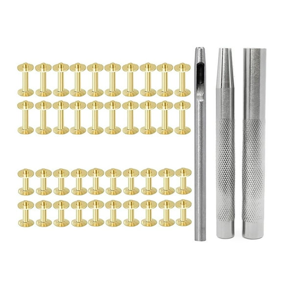 HONCLL Leather Riveting Double Cap Tubular Metal Studs with Punch Pliers Fixing Set