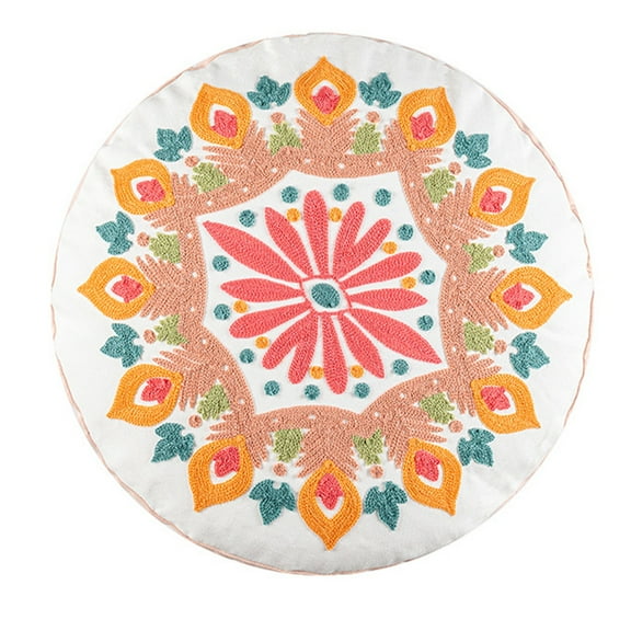 Tizuqe Morocco Style Large Round Hippie Floor Pillow for Case Ethnic Bohemian Pattern Embroidery Seating Pouf Cushion C