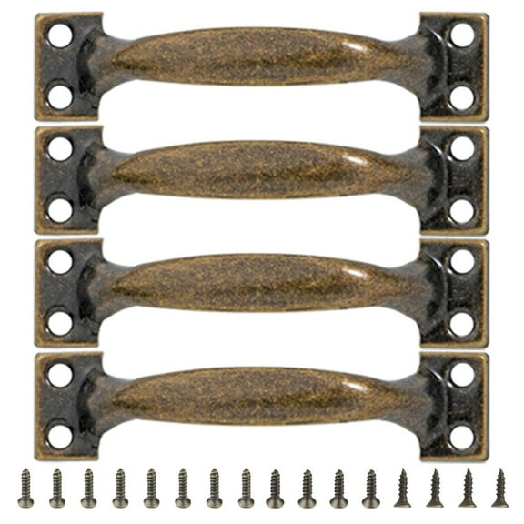 HONCLL Pack Of 4 Iron Handles for Wood Fence Gates Metal Furniture Knob Home Hardware