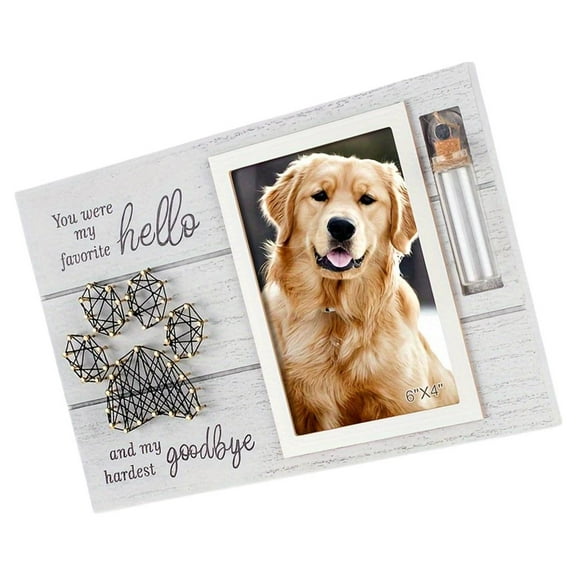 HONCLL Personalizing Pet Memorial Display Photo Frame Dog Cats Memorial Picture Frame with Small Glass Bottle Pet Sympathy Gift
