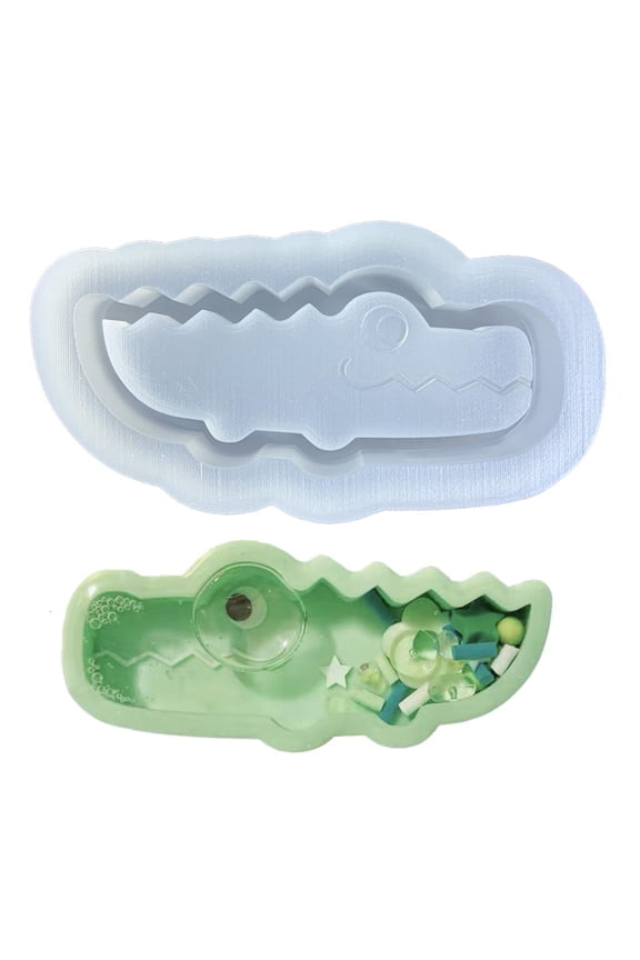 HONCLL Quicksand Silicone Resin Mold Crocodile Epoxy Resin Casting Mold for Jewelry Making,Craft DIY,Pendant,Keychain Ornament