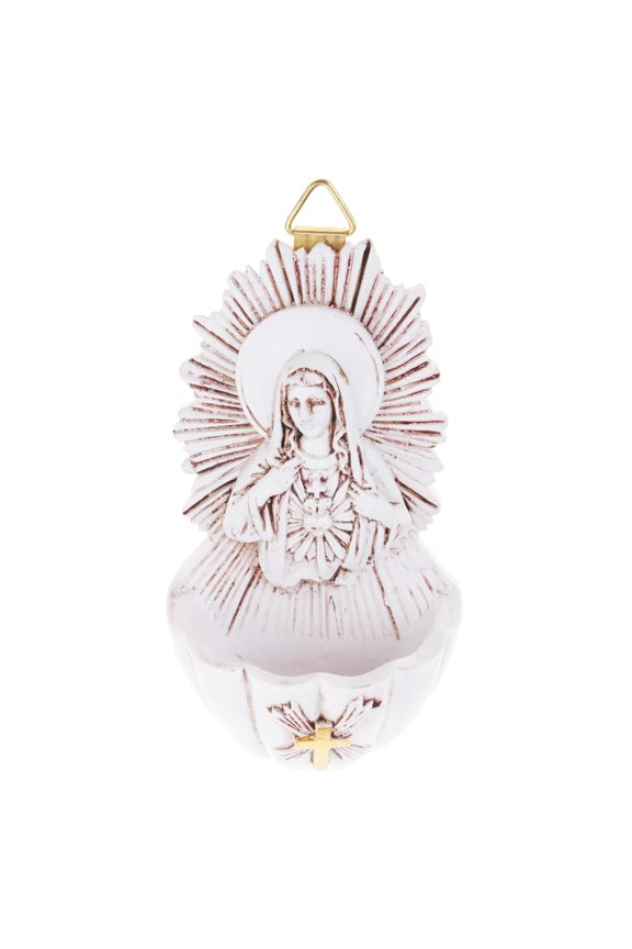 Artistic Sacred Holy Water Font Key Container with Hook Religious Wall Decors for Secure Key Holding and Home Decoration