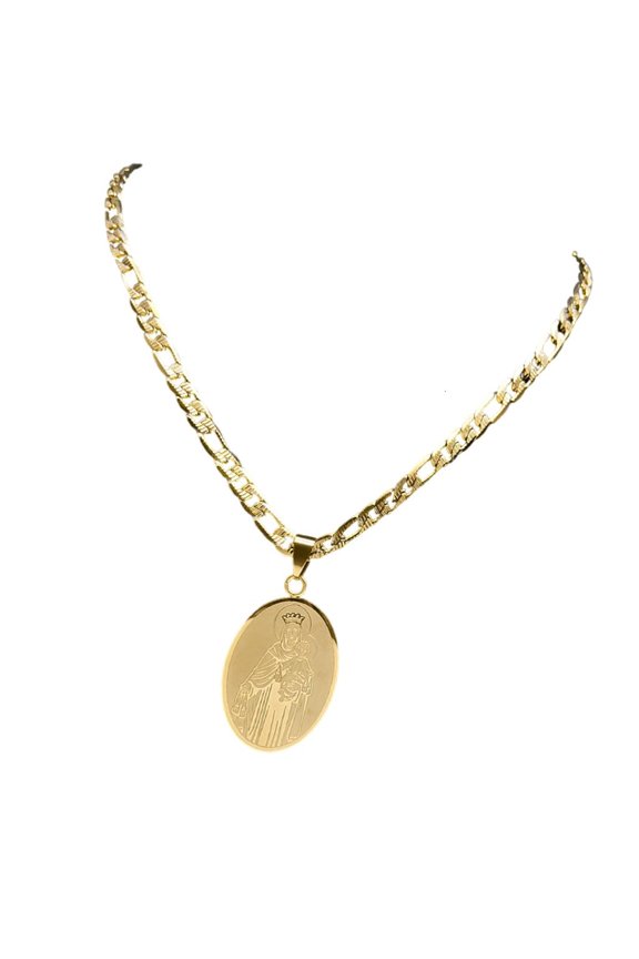 HONCLL Stainless Steel Catholic Mother Necklace Gold Plated Pendant Neckchain Jewelry