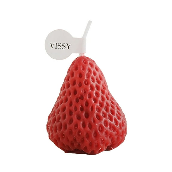 Tizuqe Strawberry Shaped Scented Candle Natural Essential Oil Fruit Aroma Soy Wax Decorative Aromatic Candle Meditation Bedroom Bathroom Ornament Wedding Gift