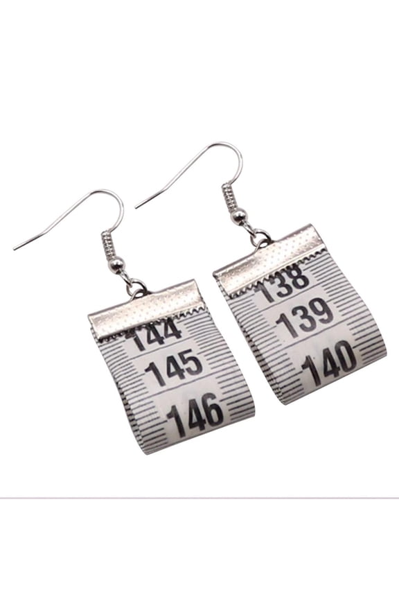 HONCLL Stylish Measuring Tape Dangle Earrings Popular Ruler Hook Earring Jewelry