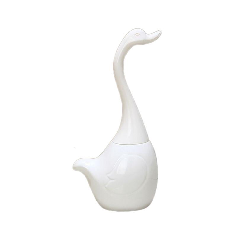 HONCLL Swan Shape Toilet Bowel Brush and Holder Toilet Cleaning Brush with Ceramic Base