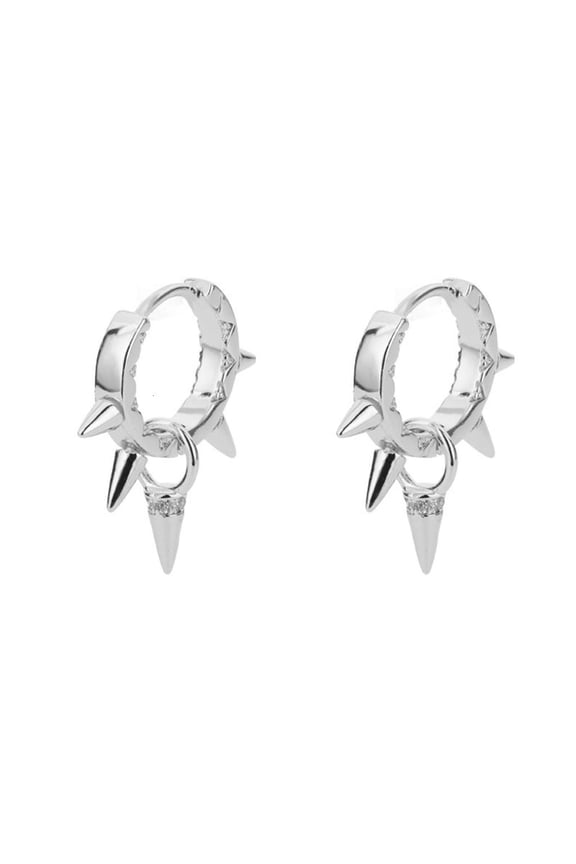HONCLL Trendy Spikes Rivet Ear Cuff Fashionable Zirconia Ear Rings Lightweight Comfortable Hoop Earrings Accessory for Women