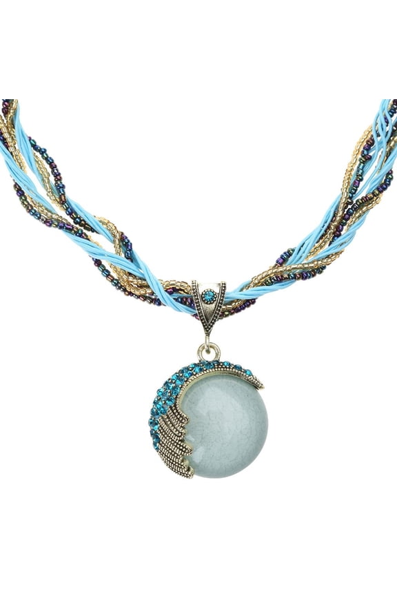 HONCLL Turquoise Necklace Chunky Statement Beaded Bohemian Necklaces Jewelry Vintage