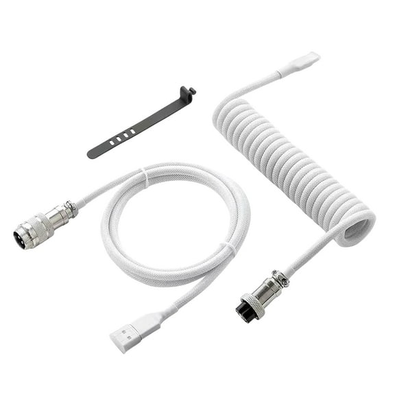 Tizuqe USB Gaming Keyboards Coiled Cable,Double Sleeved Mechanical Metal Aviation Plugs