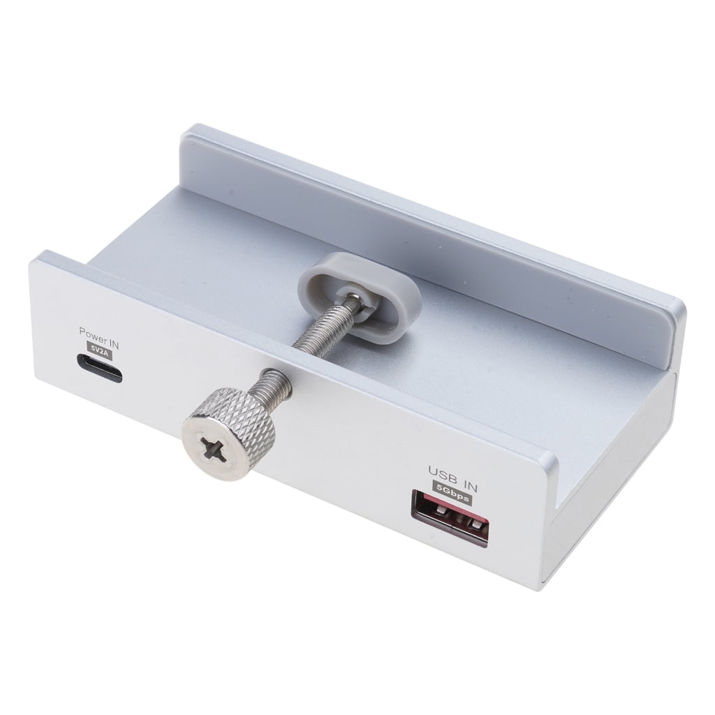 Tizuqe USB Type C Hub Clamp Type Aluminum Alloy 4-Port USB 3.0 Data Transfer Adapter Splitter for Desktop PC, Phones Silver