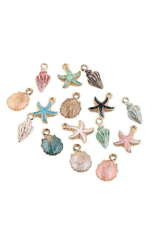 HONCLL Waterproof Alloy Pendants Conch Shell Starfish Shaped Pendant Creative Jewelry Accessories Beach Theme Decorations