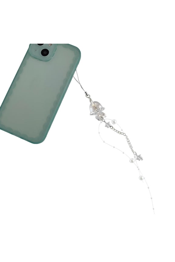 HONCLL Y2K Jellyfish Phone Charm Keychain Crystal Star Pearl Mobile Phone Chain Unique Fringe Phone Lanyard For Women Girls