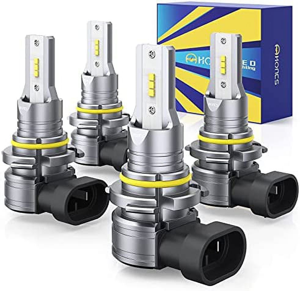 HONCS 9005 9006 LED Headlight Bulbs, 300% Brighter Wireless LED HB3 HB4  High/Low Beam, 6500K Cool White LED Conversion Kit
