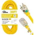 thumbnail image 1 of HONDERSON 30FT 14/3 Lighted Outdoor Extension Cord , 14 Gauge 3 Prong SJTW Heavy Duty Yellow Extension Cable with 3 Prong Grounded Plug for Safety,UL Listed, 1 of 7