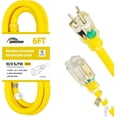 thumbnail image 1 of HONDERSON 6FT Lighted Outdoor Extension Cord , 10/3 SJTW Heavy Duty Yellow Extension Cable with 3 Prong Grounded Plug for Safety,UL Listed, 1 of 7