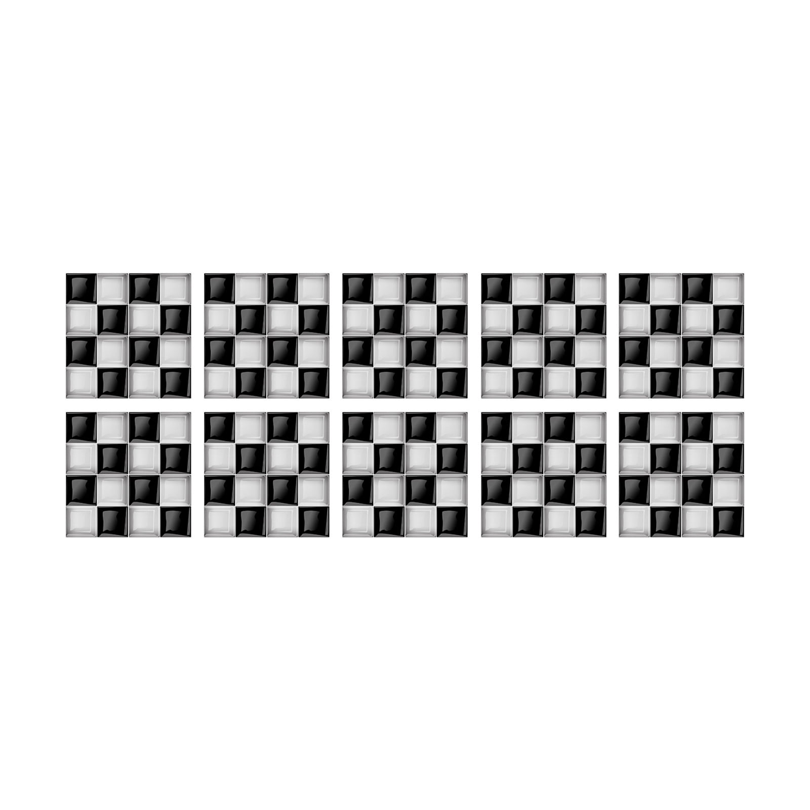 HONEDOSE 10 Sheet Peel and Stick Backsplash Self Adhesive Mosaic Tile Sticker for Kitchen Black and White Waterproof Peel and Stick Wall Tiles for Bathroom Fireplace Laundry Room 4"x4"