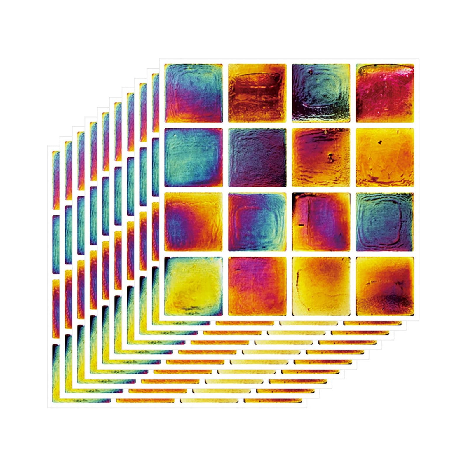 HONEDOSE 10 Sheet Peel and Stick Backsplash Self Adhesive Tile Sticker Kitchen Backsplash Tile Peel and Stick Wall Tiles Peel and Stick for Bathroom Kitchen Cabinet Shower 4"x4" Colorful