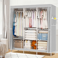 thumbnail image 1 of HONEIER Closet Wardrobe, 65x 73 inch Extra Large Portable Closet with 3 Hanging Rods, Shelves and 4 Side Pockets, Clothes Storage Organizer with Cover, Easy Assembly, Grey, 1 of 1