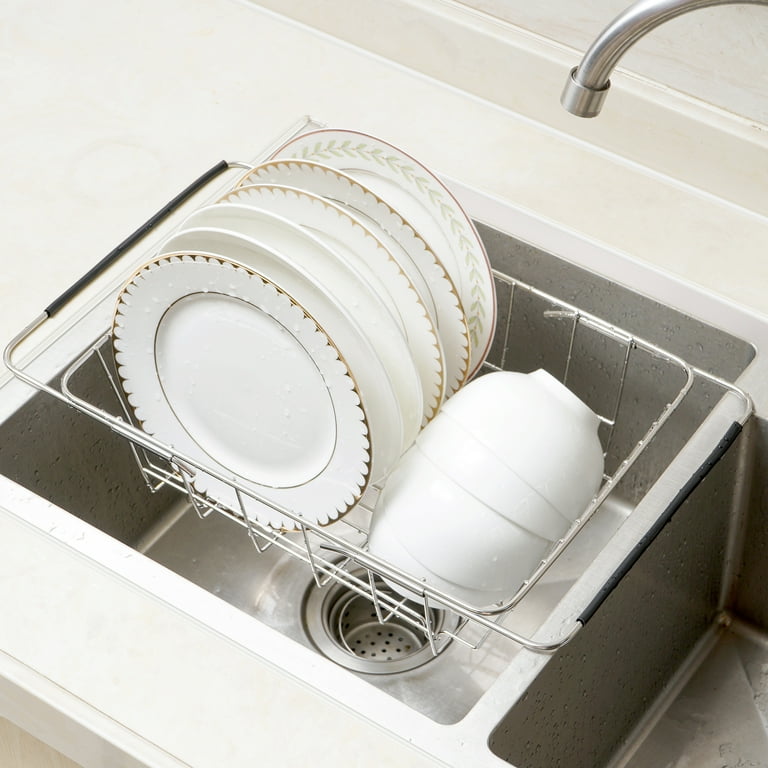 HONEIER Extendable Adjustable Large Dish Drying Rack, Stainless