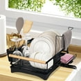 thumbnail image 1 of Dish Drying Rack, Dish Drainers for Kitchen Counter Dish Rack with Dishcloth Holder Kitchen Drying Rack 16L * 12W inches, Black, 1 of 7