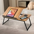 thumbnail image 1 of HONEIER Laptop Desk with 5 Adjustable Angles, Foldable Lap Desk with Cup Slot, Bed Desk Tray Table for Eating Reading Working on Bed Couch Sofa, Folding Lap Tray for Home Office, Bedroom, 1 of 7
