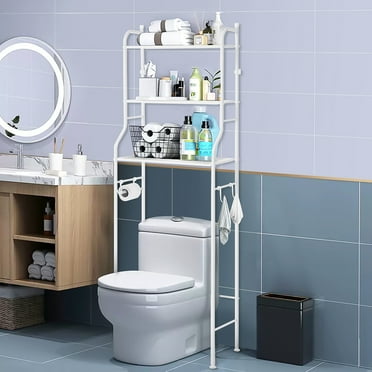 HONEIER Over The Toilet Storage, 3-Tier Bathroom Storage Organizer, Bathroom Space Saver, Freestanding Corner Stand, Over Toilet Shelf, 22"W, White