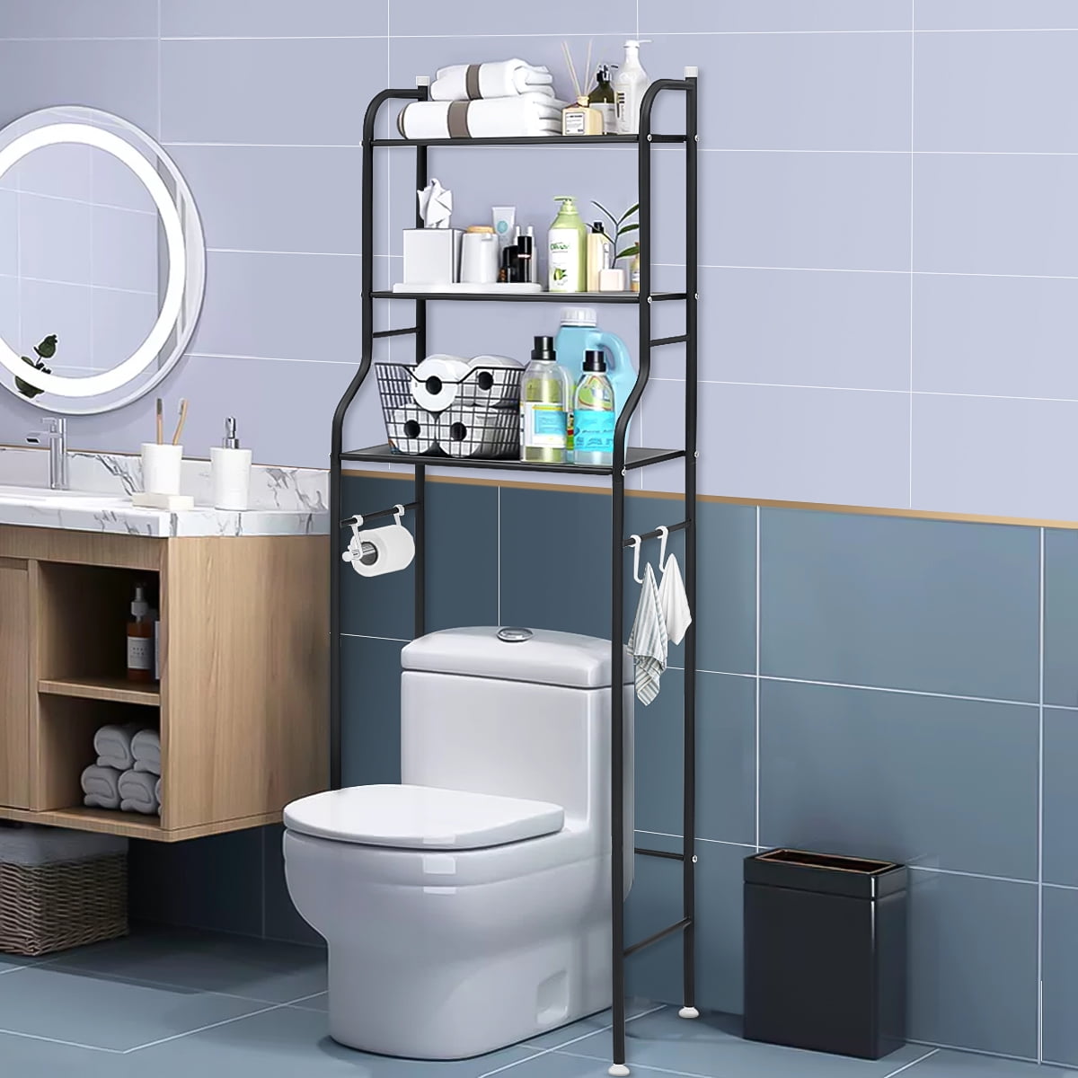 3 Tier Over The Toilet Bathroom Shelf, Corner Stand Shelf Organizer Ra –  Fuslite