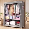 thumbnail image 1 of HONEIER 50" Closet Organizers, Storage Closet 6 Storage Spaces with 3 Hanging Area, Steel Frame Fabric Portable Closet, Easy Assembly And Dust Resistant, Grey, 1 of 9
