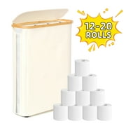 HONEIER Toilet Paper Storage Basket with Lid and Handle, Free Standing Bamboo Toilet Paper Holder can hold 12-20 rolls of toilet paper, Bathroom Organizer Container, 17*6.7*20.2 inches,  Beige