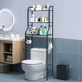 thumbnail image 1 of HONEIER Over the Toilet Storage Rack, 3 Tier Bathroom Space Saver, Bathroom Corner Stand Storage Organizer Accessories Bathroom Towel Shelf 22"W Black, 1 of 10