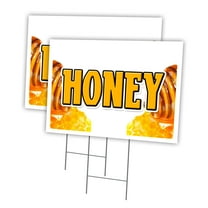 HONEY 2 Pack Of 12" x 16" Yard Sign & Stake | Advertise Your Business | Stake Included Image On Front Only | Made in The USA