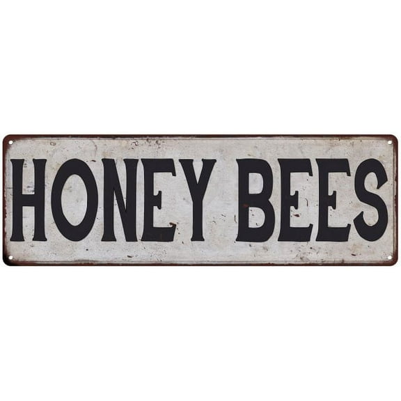 HONEY BEES Vintage Look Rustic 6x18 Metal Sign Chic Retro 106180035079