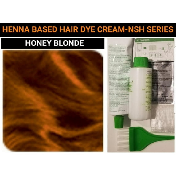 HONEY BLONDE HENNA HAIR DYE CREAM-COLOR GRAY HAIR IN MINUTES-NSH SERIES-1 KIT