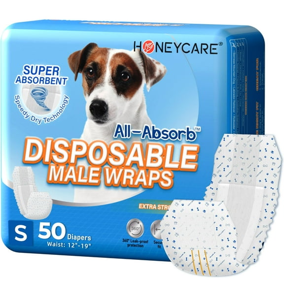 HONEY CARE All-Absorb A26 Male Dog Wrap, 50 Count, Small C21