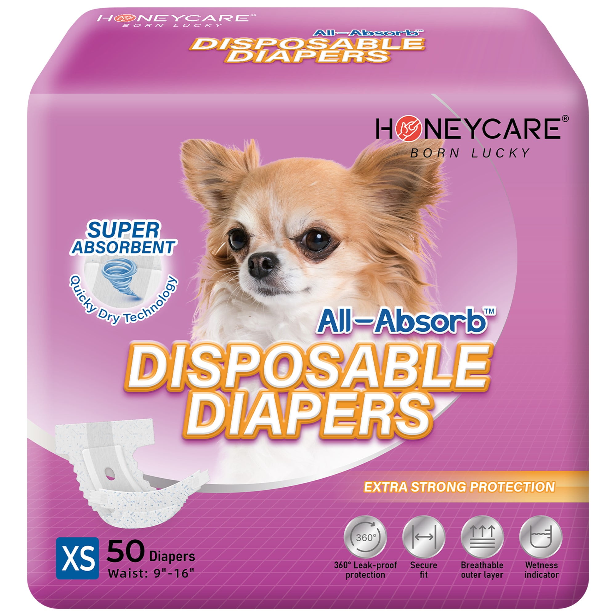 HONEY CARE AllAbsorb Disposable Female Dog Diapers Extra Small Size