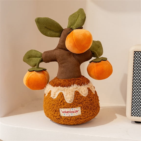 HONEY COLOR Potted Persimmon Tree Plush Toy, Simulation Plant Stuffed Doll with Scented Beads, Plush Tree Car Ornament and Home Decor Gift Idea Style #E277 F