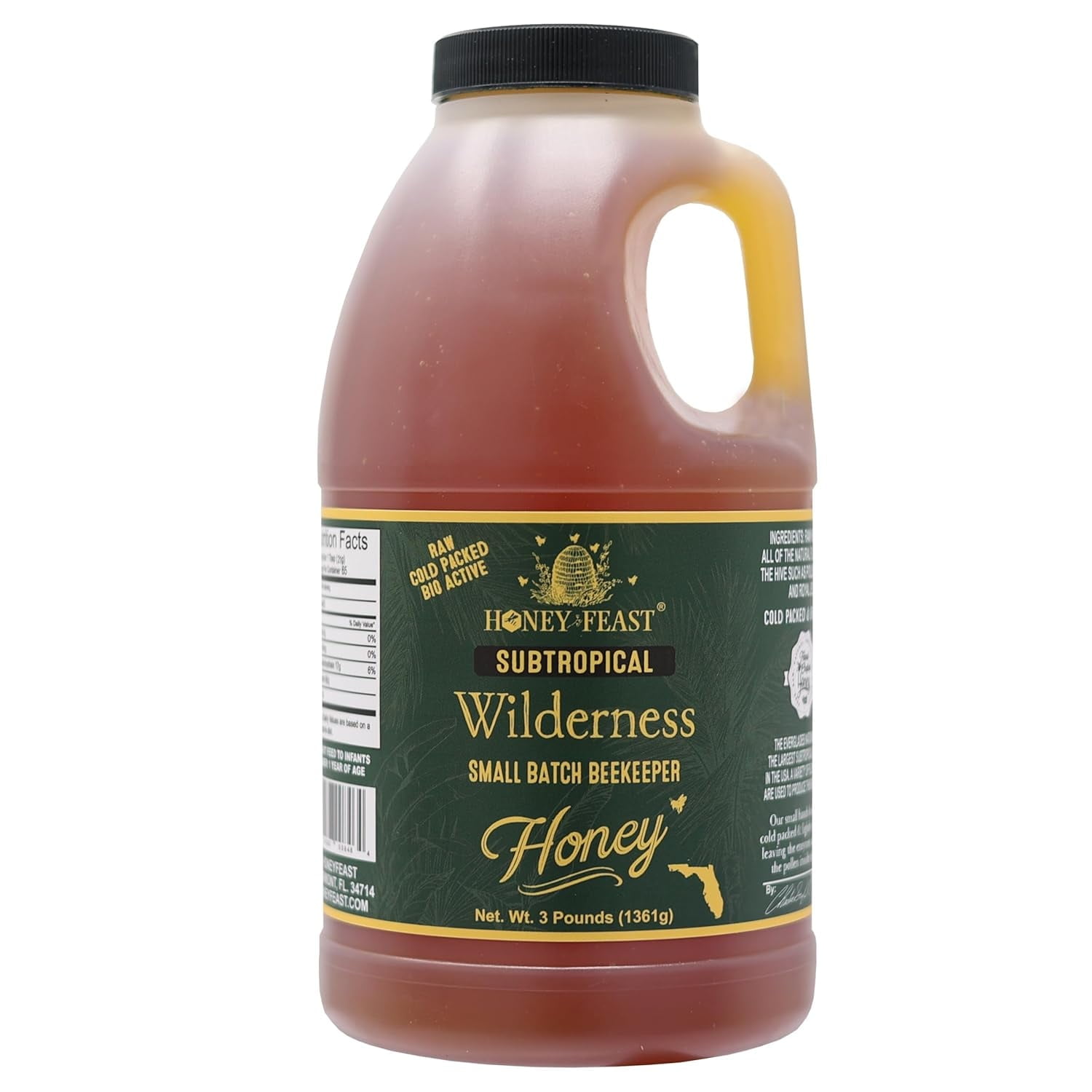 HONEY FEAST 3 Pounds Subtropical Wilderness Honey - Embrace this Raw and Unfiltered Small Batch Beekeeper Treasure