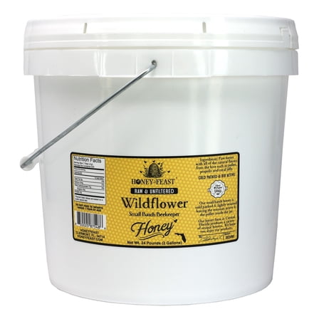 HONEY FEAST Wildflower Honey - 2-Gallon Bulk Size, All Natural, Unfiltered, Unheated, Perfect for Sweetening & Baking