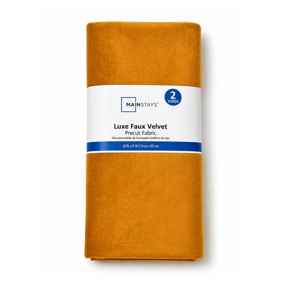 Mainstays Faux Velvet Fabric, 2 Yard Precut, 100% Polyester, Honey Gold, 72 in Wide, for Quilting & Sewing